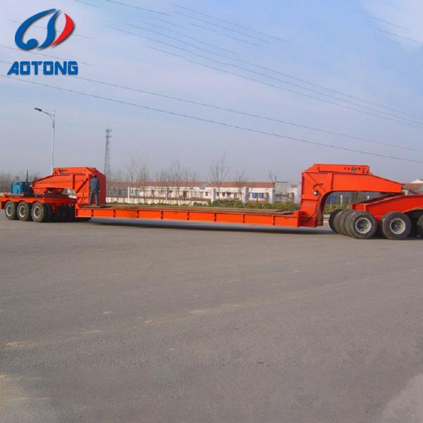Transport Excavator with Hydraulic Gooseneck 80Tons 4 Axles Low Bed Trailer and Ladder