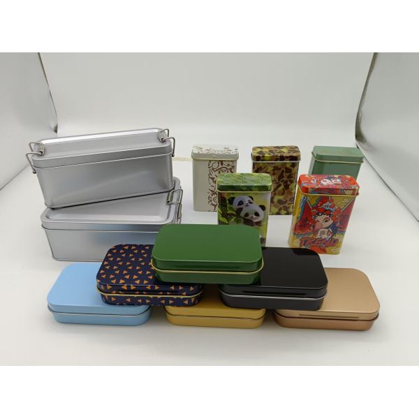 Vintage Printed Cookie Mint Tin Box Metal Packaging for Tea Snus Saffron Mini Rectangle Tin Box with Lid