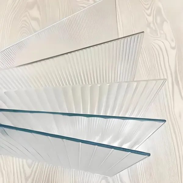 Embossed Geometric Patterned Tempered Decorative Glass Panel For Interior Wall Partition Application