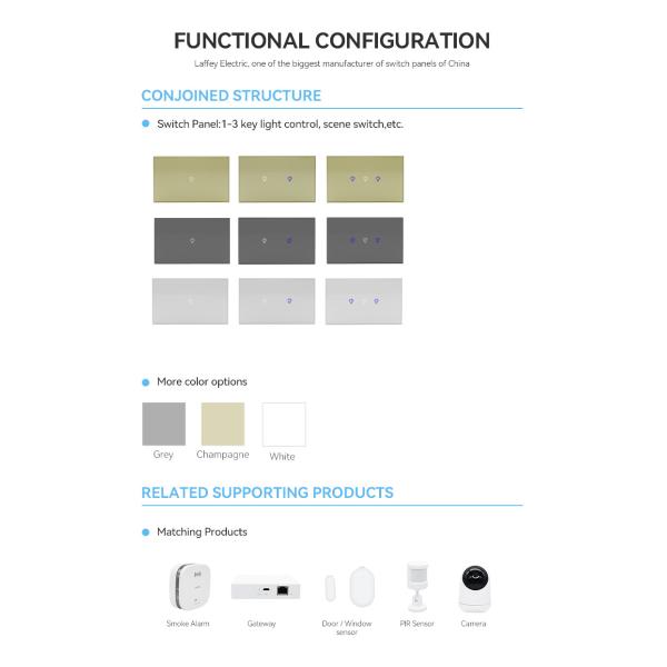 America Type 118 Size Tuya Zigbee 3.0 Glass Touch Wall Switch