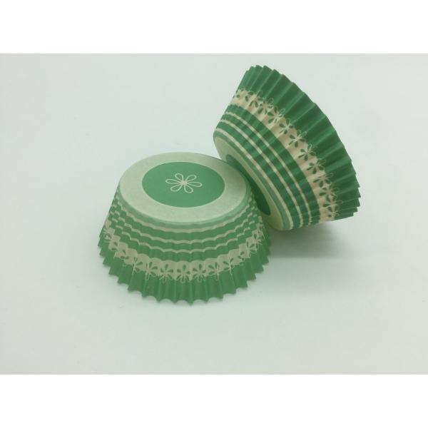 Biscuit Green Striped Cupcake Wrappers , Decorative Paper Cupcake Holders Baking Tool