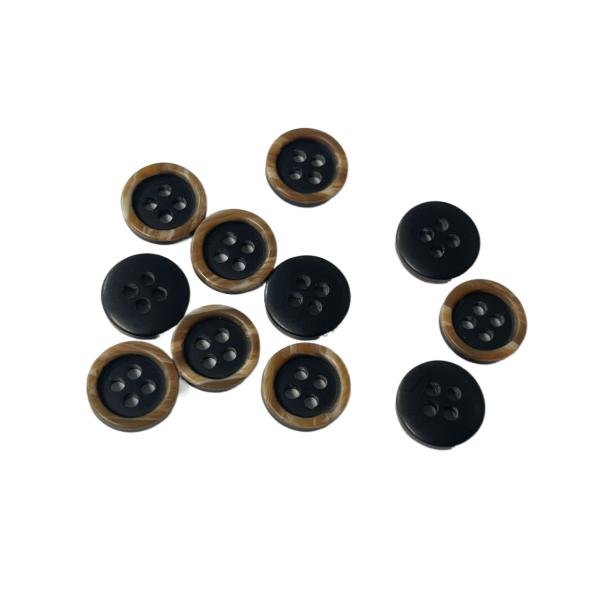 Two Layers Chalk Buttons Black Color 16L For Shirt Garment Accessory