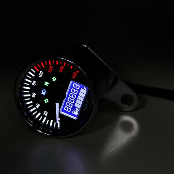 Retro 2.5" LCD Digital Speedometer , Metal Aftermarket Motorcycle Guages