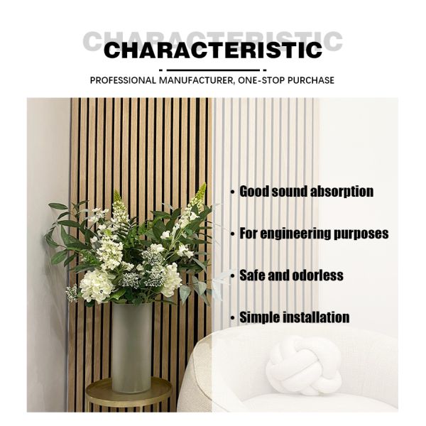 Wood Slat Acoustic Panel PET Backed Veneer Slats Commercial Interior Cladding