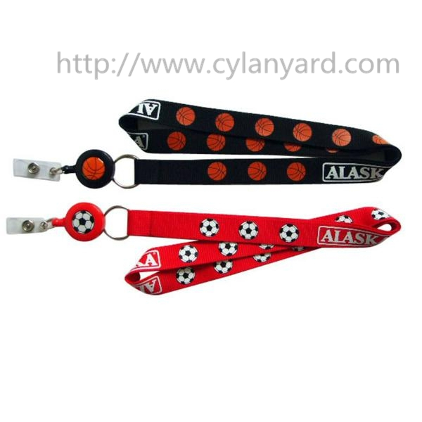 Office id badge stretchable reel lanyard, employee id card badge lanyards,