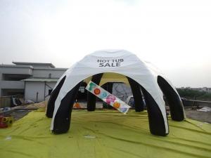China 10m Span Inflatable Airtight Spider Event Tent Black PVC Frame Posts With White Printed Roof on sale