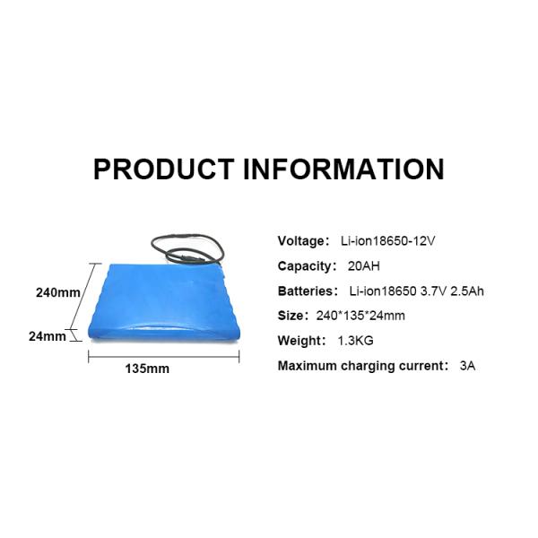 18650 12v 20ah Li Ion Battery Pack OEM Lithium Battery Pack