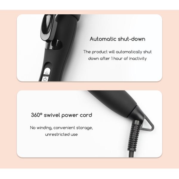 Fast Heating Electric Hair Curler Long Curling Tong Wand LCD Screen Champagne