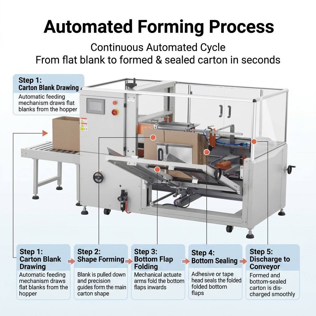 HXP40E Continuous Carton Processing Machine With Auto Feeding Forming And Discharging Function
