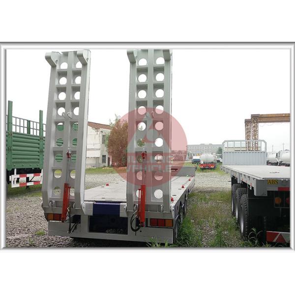 Drop Deck Heavy Duty Flatbed Trailer , 8 Ton Heavy Load Trailer Dual Hydraulic Ramps