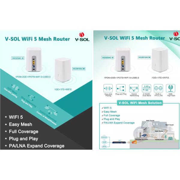Smart WiFi Mesh Routers 5G 867Mbps 2.4G 300Mbps 10 / 100M
