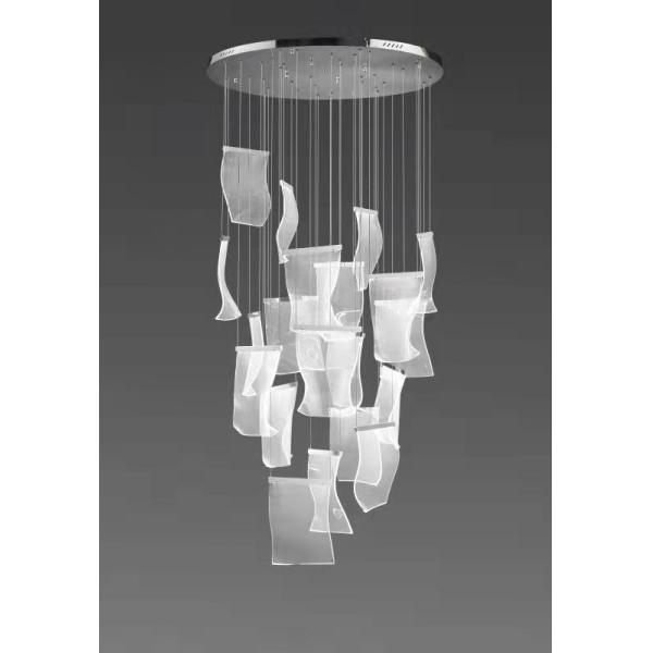 Nordic Luxury Hotel Large Big Led Ceiling Lobby Glass Pendant Chandelier Crystal Modern Atmosphere Light