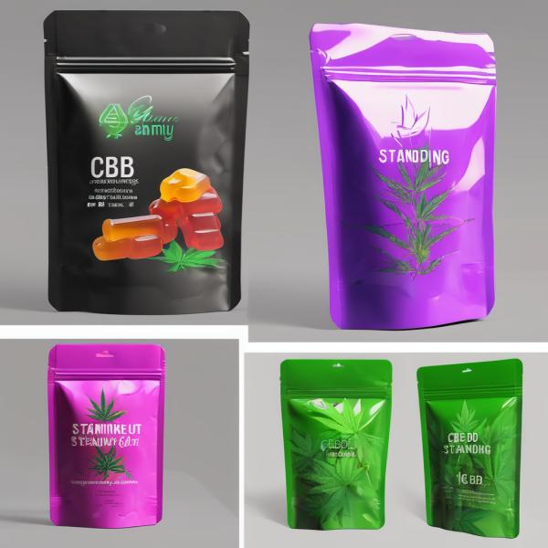 Custom Plastic Weed Bag Marijuanna Packaging Stand Up Pouch For CBD THC Food Gummy Candy