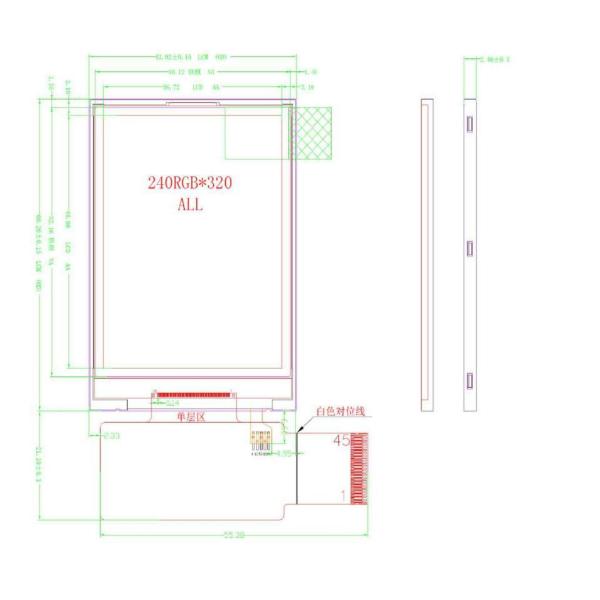 2.4 Inch Transflective TFT Display Tft Lcd Module 240x320 Dots 45pins SPI interface sunlight readable TFT display