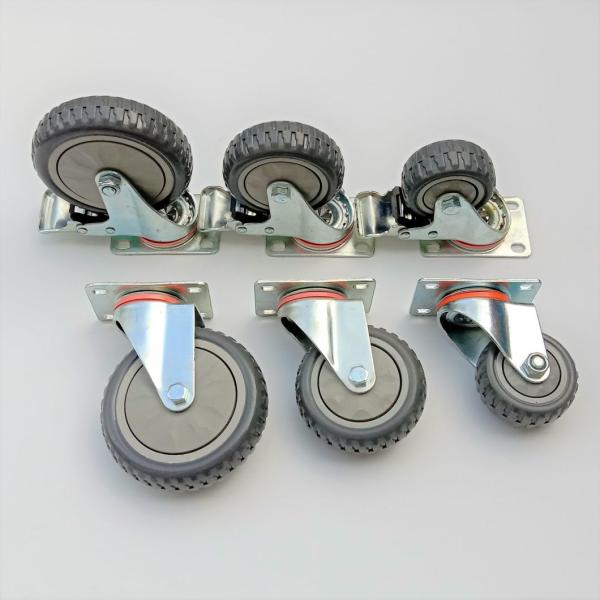 3inch to 5inch Industry Duty Grey Free Wheel Rubber Plastic Trolley Dustbin Caster Wheels