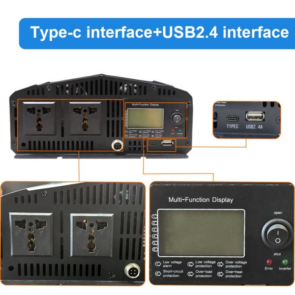 2000 W Pure Sine Wave Power Inverter – DC 12V/24V/48V to AC 110V/220V