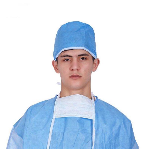 Non - Irritant Disposable Bouffant Caps , Blue Disposable Head Covers With Tie