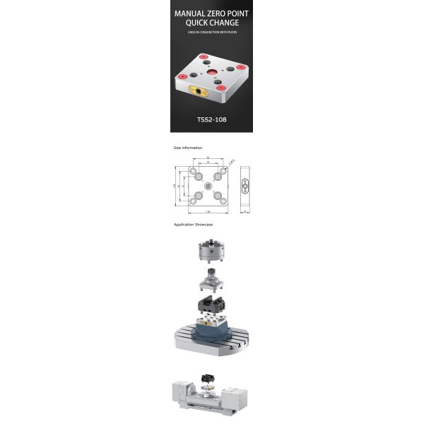 Zero Point Quick Change Fixture Clamps 18KN Hydraulic Workholding Clamping Fixture