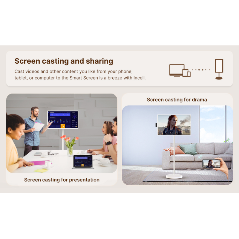 32 Inch Movable Smart Monitor Rollable Touch Screen TV Battery Powered Portable Stand Display Kiosk Factory