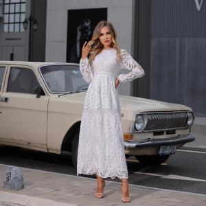 Buy cheap Embroidered Long Sleeve Lace Maxi Dress Plain Pattern For Wedding product