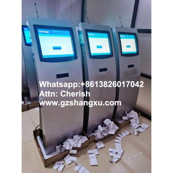 Self Service 19 inch Token Number Kiosk Ticket Dispenser Queue Ticket Machine For Bank Government