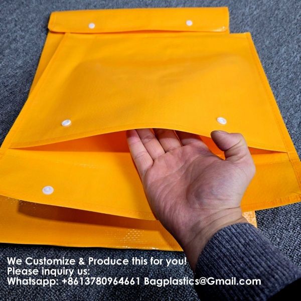 Custom Logo Polypropylene Button Closure Fabric Mailing Bag For Clothes Packaging With 2 Tape And Tear Strip On The Top Envelope Self-Adhesive Bag