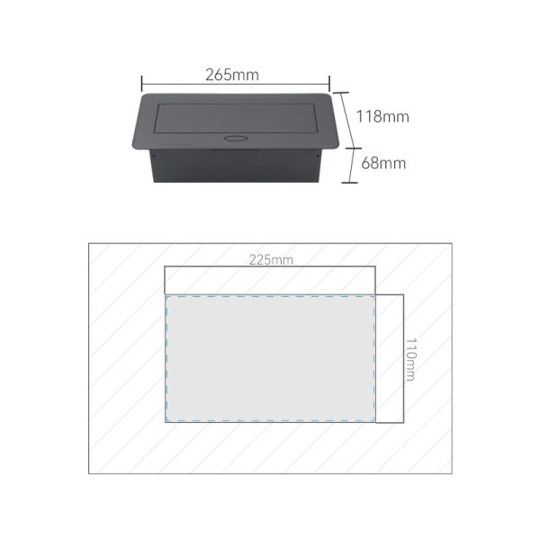 Multifunction Usb Desk Recessed Worktop Sockets Box For Workspace Room ODM