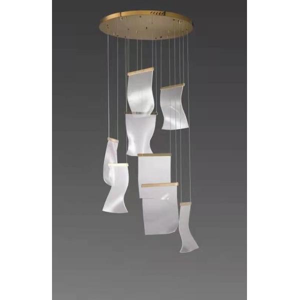Nordic Luxury Hotel Large Big Led Ceiling Lobby Glass Pendant Chandelier Crystal Modern Atmosphere Light