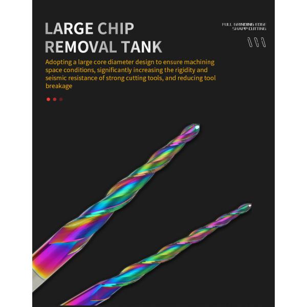 Customizable Carving Drill Bits 2 Flutes HRC55 Ball Nose DLC Taper Milling Cutter