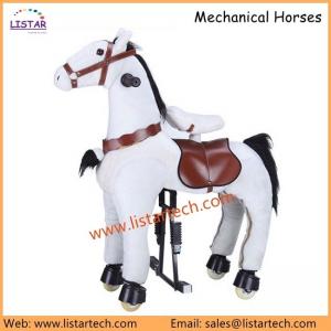 China Mechanical Horse Ride on Pony with Brown Leather, Plush Fur Mechanical Horse Toy for Kids on sale