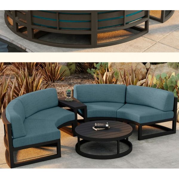 Luxury Outdoor Sofa Courtyard Villa Garden Outdoor Arc-shaped Leisure Combination Aluminum Alloy Waterproof Sunscreen Sofa