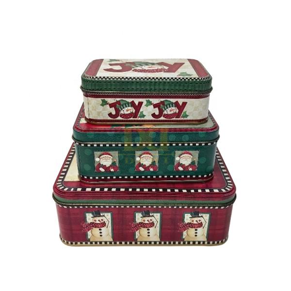 DADI Reusable Xmas Biscuit Tin Box ISO9001 Snowflake Textured Cookie Storage Tins