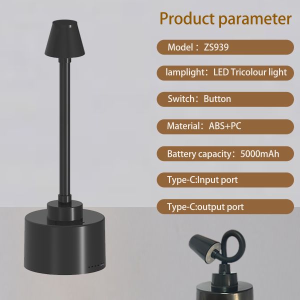 Modern LED Light Table Lamp Outdoor Indoor Rechargeable Cordless Simple Sleek Design