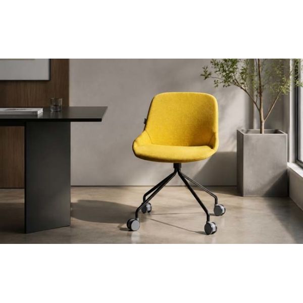 Fixed Rolling Upholstered Conference Chairs Steel Base Corrosion Resistance