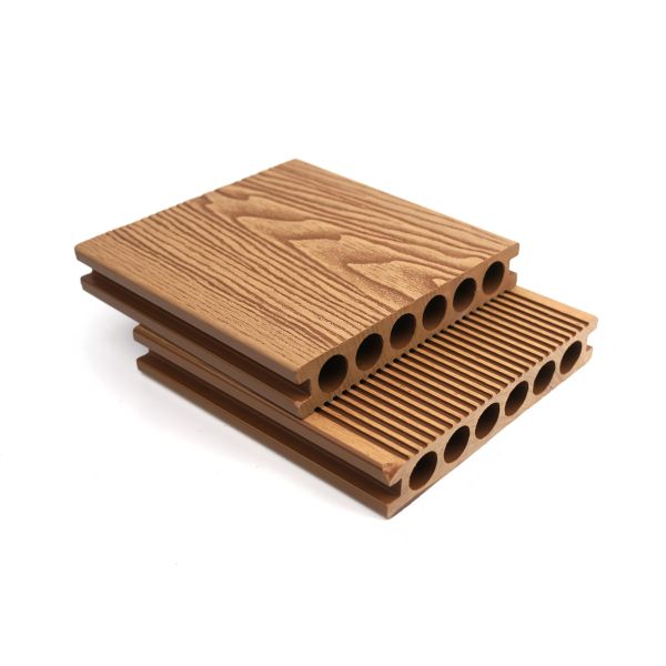First Generation Round Hole Wood Grain Outdoor WPC Flooring
