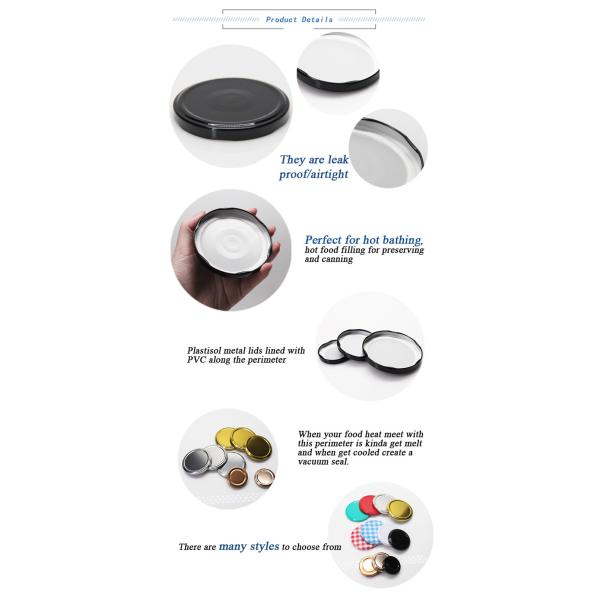 Round 47mm Tinplate Lids Custom Color Logo Aluminum Twist Off Caps