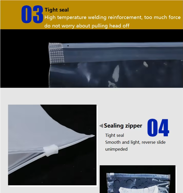 Wholesale Custom Moisture-Proof PE Plastic Bags with Transparent Matte Zipper for Shoes Clothes Towels Socks Storage