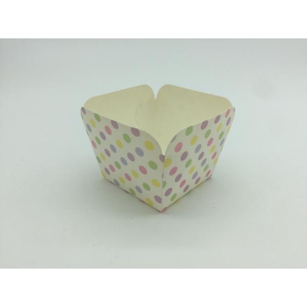 Colorful Dot Square Cupcake Liners Different Patterns Souffle Food Packaging Cups
