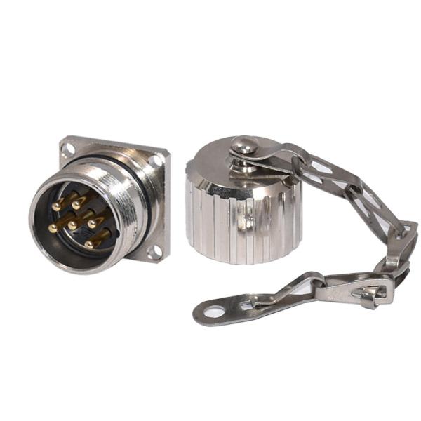 6P M23 Connector Male Square Flange Panel Mount Circular Connector