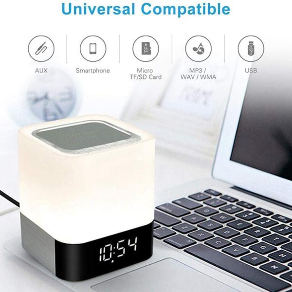 5w 3.7v 2600mAh LED Touch Night Light Wireless Speaker Portable Bedside Lamp 20KHZ