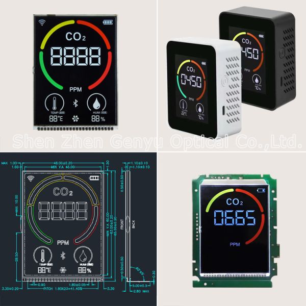 White LEDs Backlight Large VA Black Color Display Screen for Customized Monochrome Segment LCD in Monitor Controller Devices