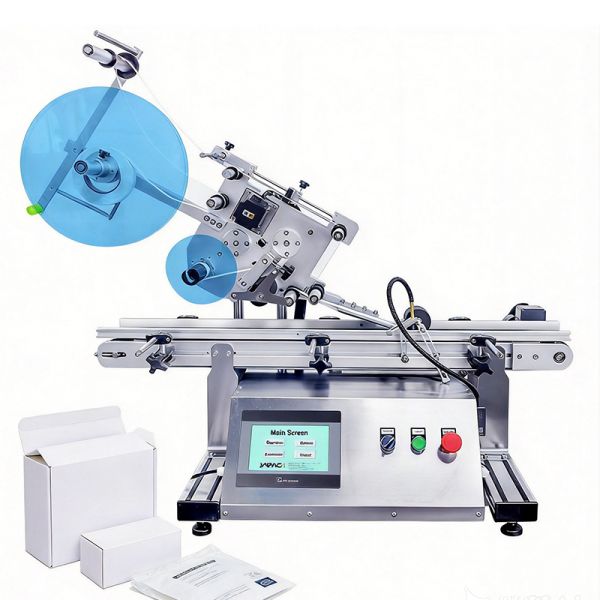 Glass Plastic Bottle Flat Desktop Labeler Machine Applicator SUS304 Semi Auto labeling machine