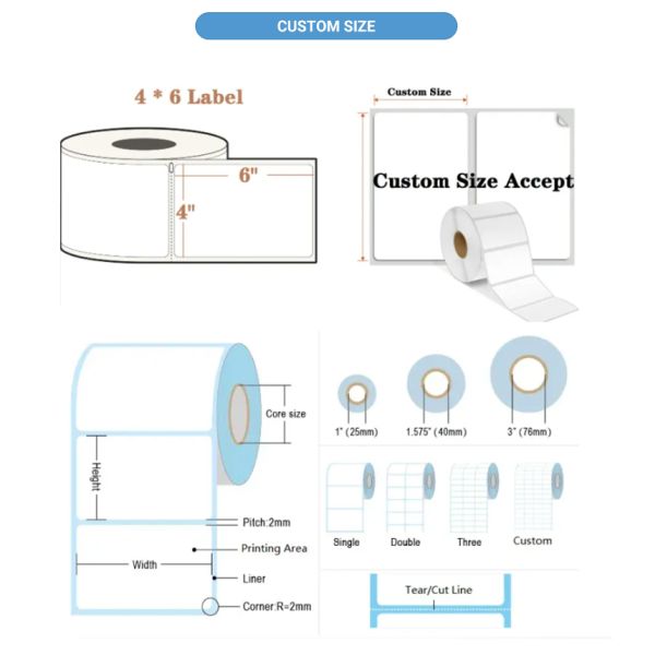 Small Size Thermal Transfer Label 50g-65g for Custom Barcode Stickers
