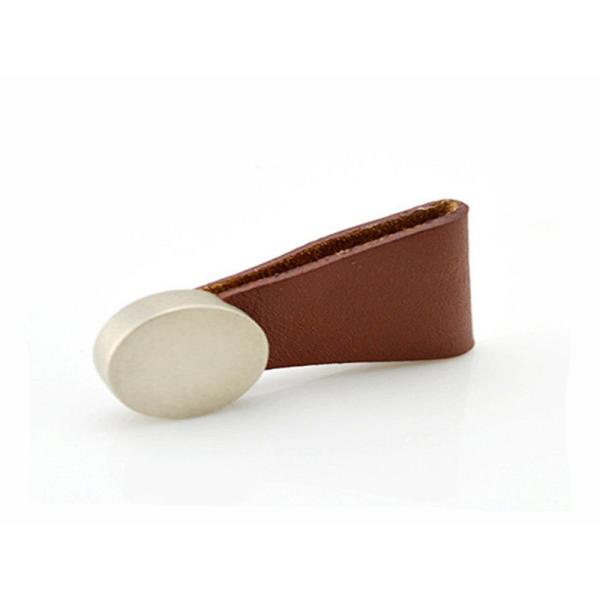 Zinc Alloy / Leather Drawer Pull Handles , Imitation Leather Wardrobe Door Handles