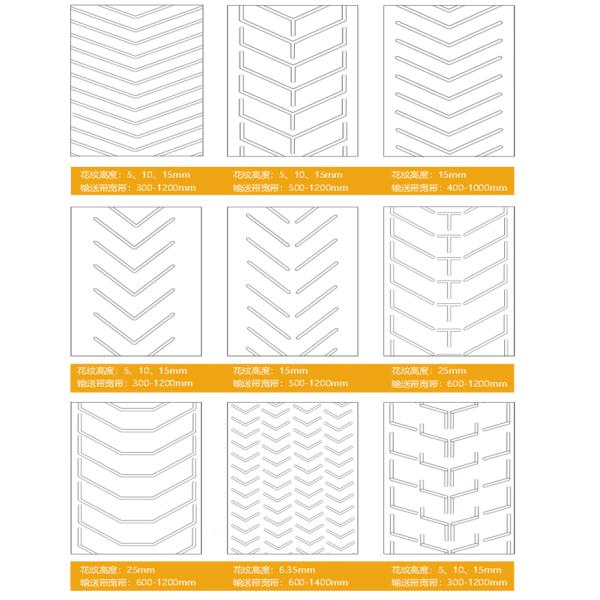 Diamond Grooved Granulated Pattern Chevron Conveyor Rubber Belt
