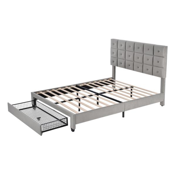 Nordic style solid dry strong wood frame upholstered bed big drawer storage function Queen bed king bed for Bedroom