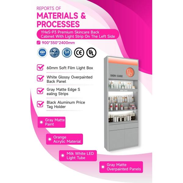 YHeS-P3 Easy Disassembly Skincare Display Cabinet with 60mm Soft Film Light Box