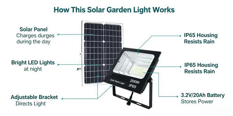 Adjustable Angle Solar Panel Solar Flood Light Fast Charging Outdoor Lamp