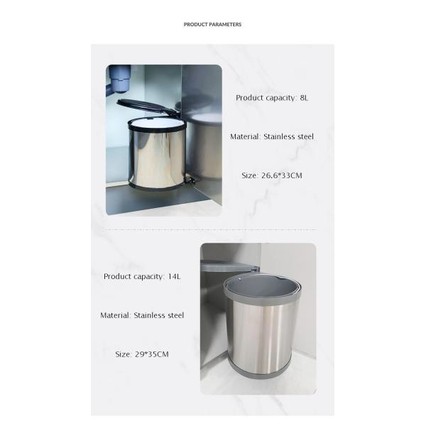 304 Built-in Inner Rotating Garbage Can Kitchen Hidden Plastic Storage Cabinet Garbage Can