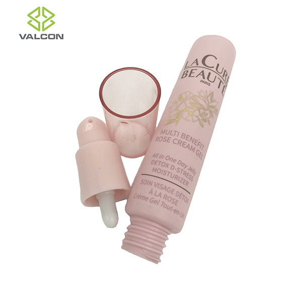 Pink Empty Lotion Tubes , Airless Cosmetic Tubes Pump Acrylic Cap Matte Varnish